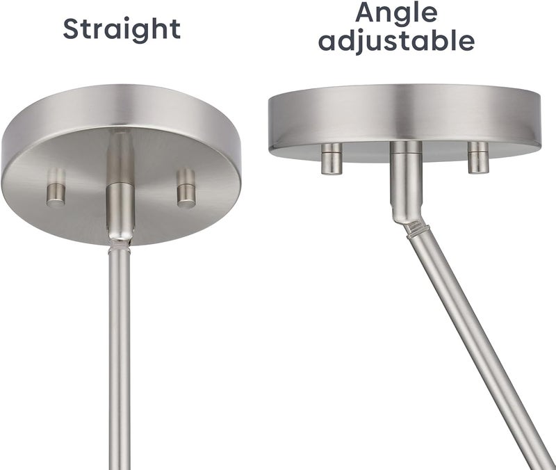Canomo Chandelier Extension Poles Lighting Fixture Downrods with 1/8-IP Threaded 3/8" Diameter Insert Pipes and 180 Degrees Sloped Adapter for Pendant Light, Nickel (12 Inch and 6 Inch) - Image 5